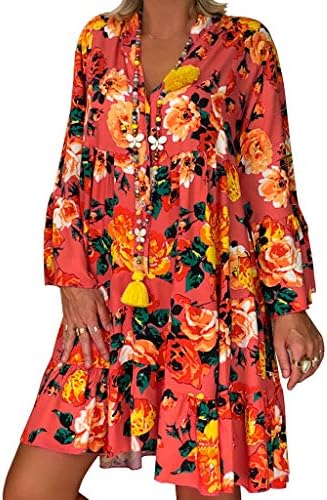 Qiran 2019 Ladies Dress Women's Ladies Loose Print Three Quarter Sleeve Mini Dress Summer Dress Vocation Lovely Comfotable Skirt Clothing