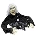 Halloween Haunters Scary Speaking Zombie Wicked Witch Groundbreaker Prop Decoration with Moving Head and Flashing LED Eyes - Life-Size, Says 3 Spooky Phrases and Cackles - Haunted House Graveyard