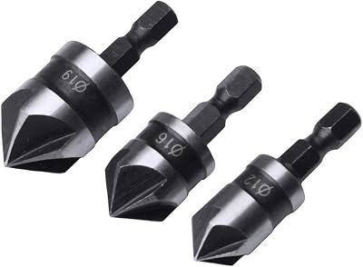 Nuoshen Leful 3 Pcs 1/4 Inch Hex Shank Countersink Drill Bit Set 12/16/19mm