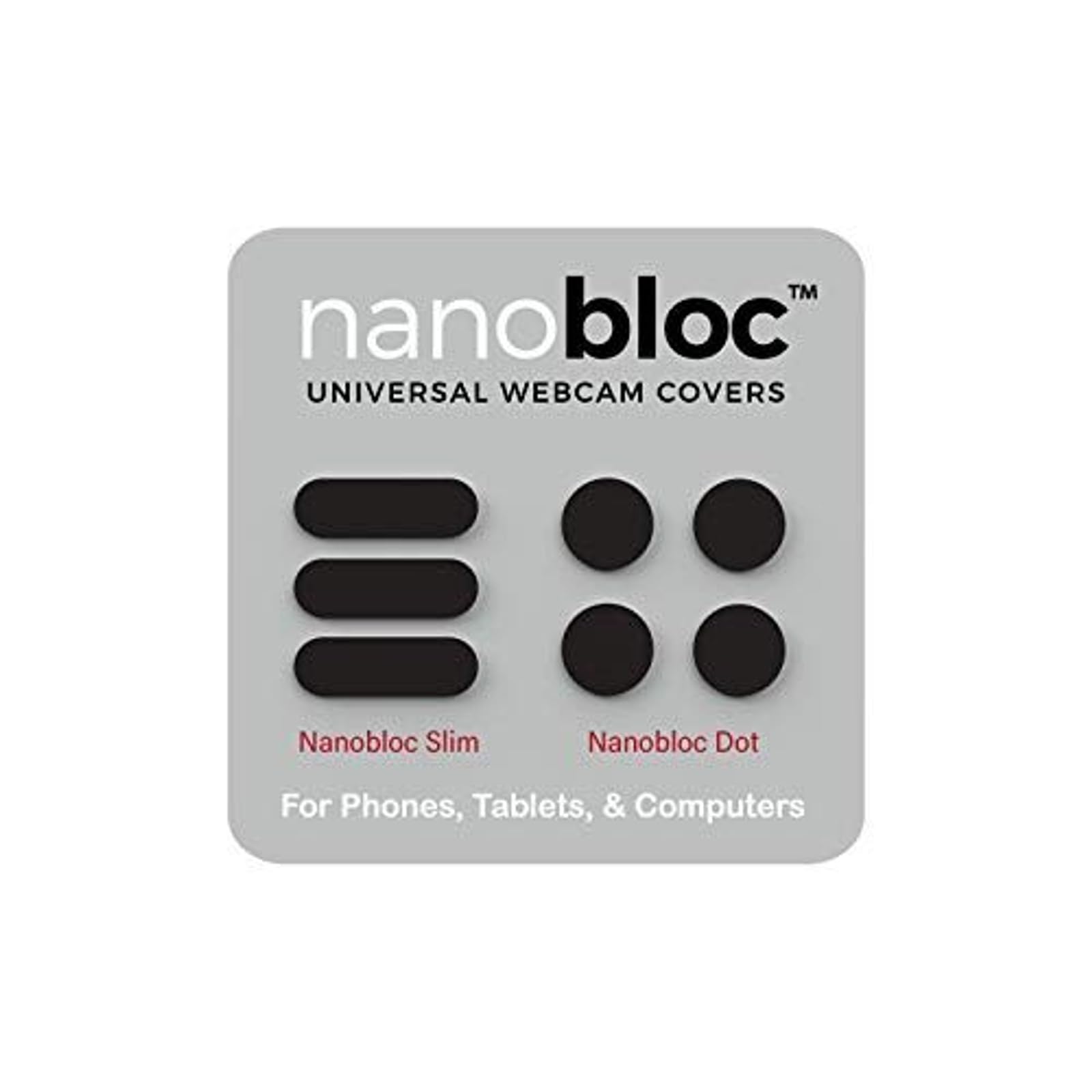 Eyebloc Nanobloc Universal Webcam Cover - Laptop Camera Cover, Iphone Camera Cover - Privacy Protection Accessory, No Residue Application - Dots and Bars, 7 pcs