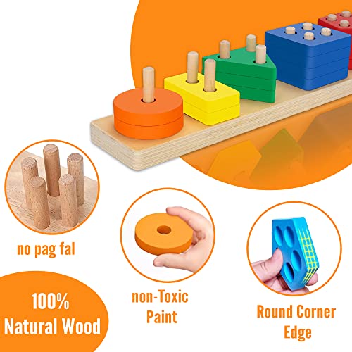 Montessori Toys for 2 Year Old, Kids Sorting and Stacking Toy for 13