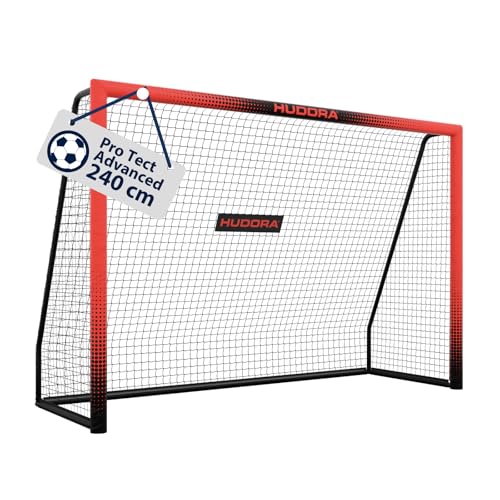 HUDORA Fußballtor Pro Tect 240 Advanced – Outdoor Fußballtor mit Netz und wetterfester Ummantelung für Kinder und Erwachsene – Einfacher Aufbau im Gar