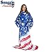 Snuggie Americana- The Original Blanket with Sleeves, Warm Fleece, Fits Most Adults 71”x 54”, Red, White & Blue America Flag- Bonus Warm Cozy Socks Included