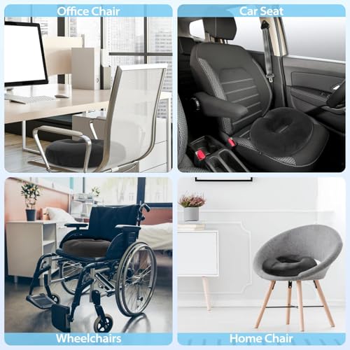 HOMCA Cushion for Coccyx Foam Hemorrhoids Cushion, Office Chair Cushion, Anti-decute Cushion for Office Seats, Wheelchair, Non-Slip Bottom, Washable Cover, Black