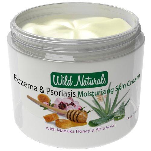 Natural Eczema & Psoriasis Treatment Skin Cream By Wild Naturals - With Manuka Honey and Aloe Vera - For Dermatitis... image