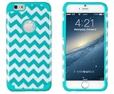 iPhone 6, DandyCase 2in1 Hybrid High Impact Hard Aqua & White Chevron Pattern + Silicone Case Case Cover For Apple iPhone 6 (4.7