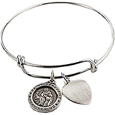 St Peregrine Bracelet Medal Pewter Patron Saint Cancer Adult 2 3/4" Diameter