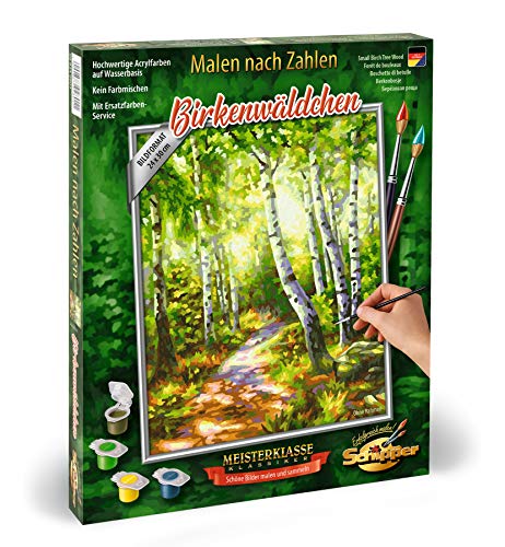 Schipper 609240801 Malen nach Zahlen - Birkenwäldchen - Bilder malen für Erwachsene, inklusive Pinsel und Acrylfarben, 24 x 30 cm