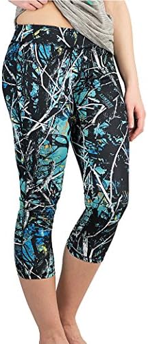 Muddy Girl Camo Athletic Workout Running Yoga Leggings Capris Tights Pants JP (XL, Serenity Turquoise Blue)