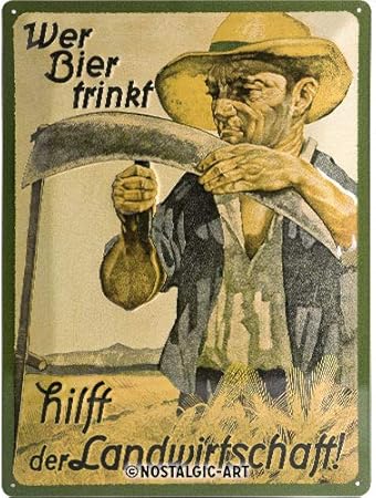 Amazon.de: Nostalgic Art Retro Blechschild Wer Bier trinkt hilft der