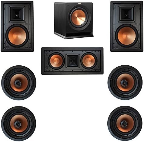 Klipsch 7.1 In-Wall System with with 2 R-5800-W II In-Wall Speakers, 1 Klipsch R-5502-W II In-Wall Speaker, 4 Klipsch CDT-5800-C II , 1 Klipsch R-110SW Subwoofer