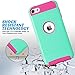 iPod Touch 6 Case,iPod Touch 5 Case,ULAK Dual Layer Slim Protective Hybrid iPod Touch Case Hard PC Cover for Apple iPod Touch 5 6th Generation (Aqua Mint + Rose Pink)