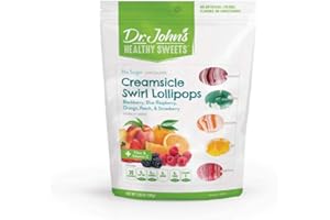 DR. JOHN'S HEALTHY SWEETS Dr. John’s Sugar Free Candy, Healthy Lollipops with Zero Sugar, Low Calorie Snacks, Keto Friendly Hard Candy Sweets, Creamsicle Swirl Oval, 14 Count, 3.85 OZ