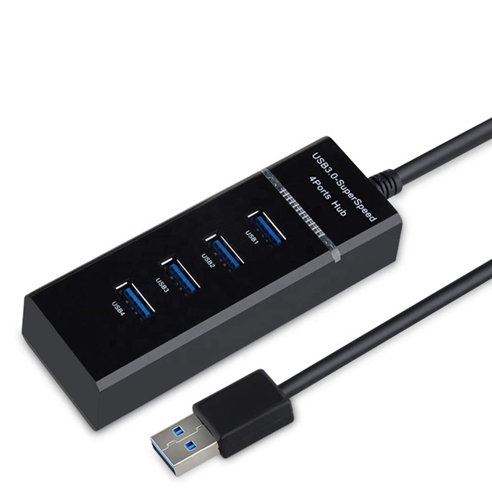 EXCALIBUR - BLACK HIGH SPEED USB 3.0 4 PORT USB HUB MULTI SPLITTER ADAPTER DESKTOP PC LAPTOP