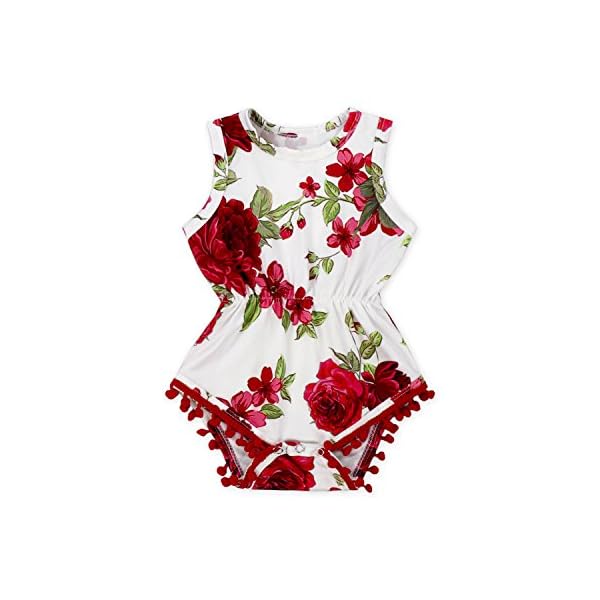 Anbaby Baby Girls Floral Ruffles Romper Long Sleeve & Sleeveless One-Pieces Bodysuit Floral Outfits - Image 3