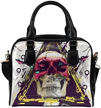 meincare Women's Skull Butterfly PU leather Aslant Shoulder Tote Handbags
