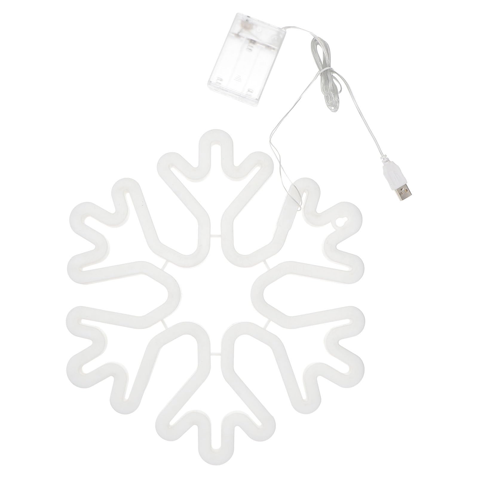 Uonlytech Led Neon Sign Snowflake Shaped Night Light USB Battery Powered Decorative Table Lamp for Home Bedroom Living Room Party