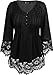 For G&PL Women's Casual 3/4 Sleeve Button-Down Lace Blouse