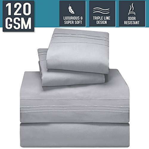 Bed Sheet Set, Queen Size, Silver Gray, Super Soft 120 GSM