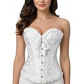 Cosfun Renaissance Overbsut Lace up Corset Victorian Vintage Corset Bustiers Hook Front