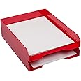 JAM PAPER Stackable Paper Trays - Red - Desktop Document, Letter, & File Organizer Tray - 2/Pack