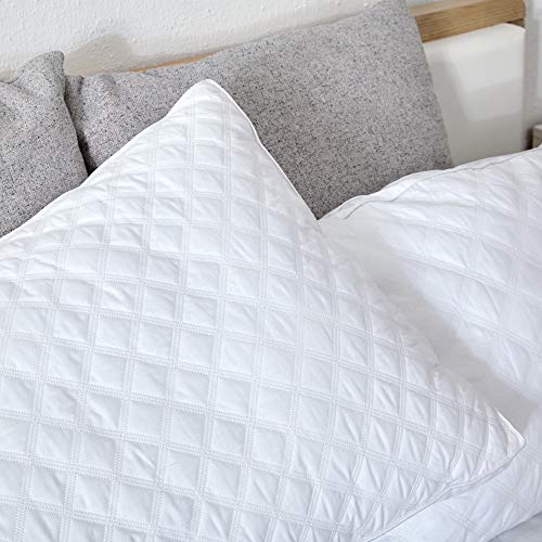 Sable Gusseted Bed Pillows (2Pack), Premium Down Alternative, 100 Cotton Pillow Cases, Soft