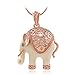 Kemstone Lovely Rose Gold Animal Pendant Necklace Long Necklace Jewelry for Women (elephant,short)