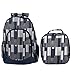 Reinforced Water Resistant School Backpack and Insulated Lunch Bag Set (1, Grey Pixel Stripe)