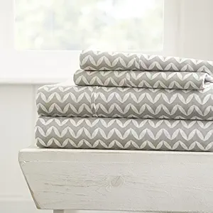 Linen Market 4 Piece Sheet Set Patterned, King, Puffed Chevron Gray