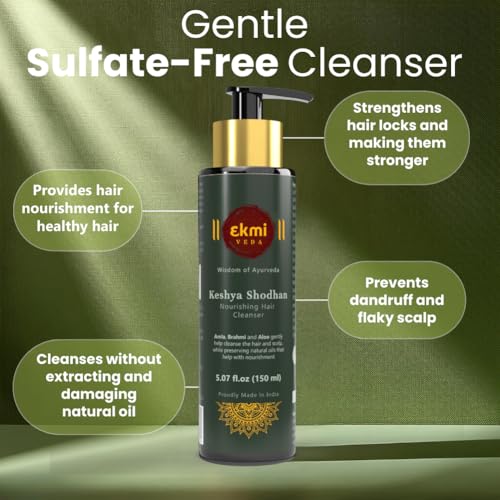 EKMIVEDA Ayurvedic Hair Growth Sulfate Free Shampoo With Reetha, Shikakai, Bhringraj, Amla For Hair Loss Control. Hair Regrowth Treatment For Women & Men. Hair Thickening Rosemary Shampoo, 5.07 Fl Oz