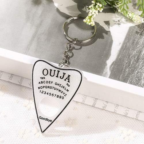 1PC Gradient Color Ouija Planchette Resin Charm Keychain Ouija Keyring Ouija Board Keyring Handbag Charms for Woman Glitter White