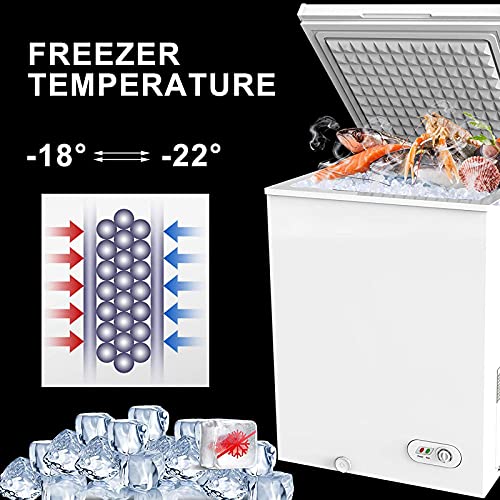 3.5 Cu Ft Compact Chest Freezer, with Removable Basket, Flipup Lid