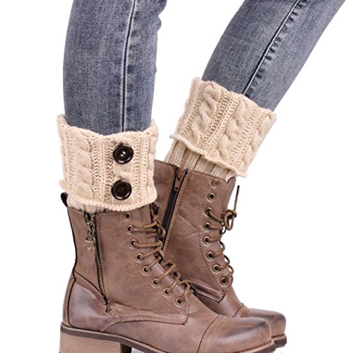 Coromose 2015 Jacquard Knitted Cuffs Toppers Liner Boot Leg Warmers Socks (New-Beige)