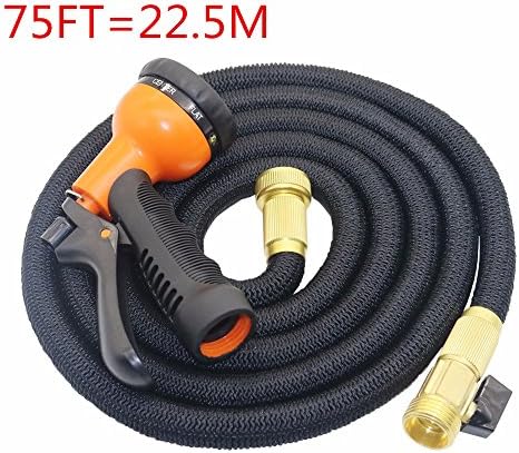 INorton 75FT Garden Hose, Expandable Magic Flexible Hose, Brass Connector and 8-pattern Nozzle for Watering Plants,Showering Pets,Cleaning Patio,Cleaning Car