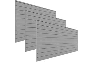 Proslat Garage Storage PVC Slatwall Panels -3 Packs of 8 ft. x 4 ft. Sections (30 Single Slats which Make up 96 sq.ft) (Light Gray)