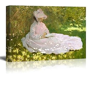 Springtime by Claude Monet - Impressionist Modern Art - Canvas Art Home Art - 12x18 inches