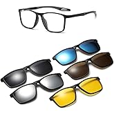 Chakralux Magnetic 5Pcs Clip-On Sunglasses Set for Men and Women – Polarized UV Protection Eyewear & Magnetic Eyeglasses Frames for Night Driving & Everyday Comfort
