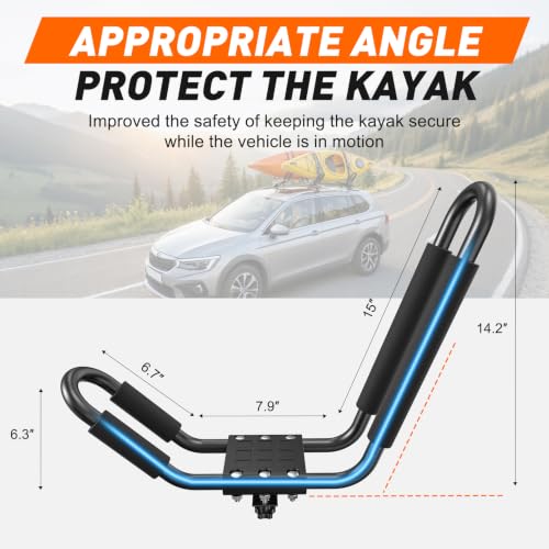 Telakeni 2 Pairs Kayak Carrier Racks, Universal Cars Kayak Canoe Roof Rack for SUV, Jeeps
