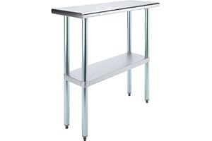 AmGood 14" X 36" Stainless Steel Work Table | Metal Kitchen Food Prep Table | NSF