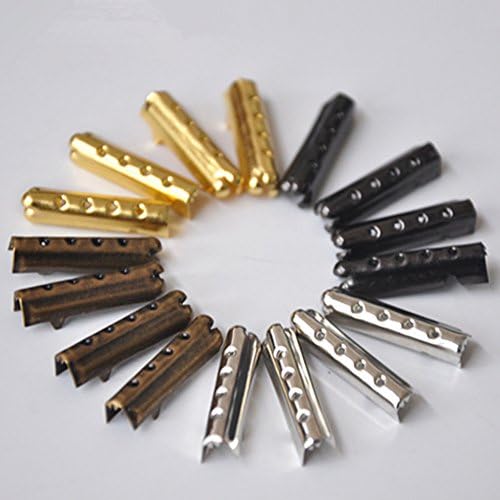 100Pcs 23x4mm Shoelace Tip Aglet ends Bullet Metal Lock Clips DIY Replacement for Clothes Laces Paracord (Gold+Silver+Bronze+Gray)