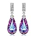 S SIVERY Jewelry for Women Drop Earrings 'Teardrop of Angel' Stud Dangle Earrings with Purple Crystals, Earrings for Women Gifts for Mom
