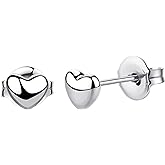 VGACETI Titanium Earrings Tiny Dot/Heart/Triangle Stud Earrings, Hypoallergenic for Sensitive Ears Women Men, Premium High Polished (Shiny Grey)