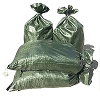 Intock Sandbags | Military Grade Empty Dark Green Woven Polypropylene Heavy Duty Sand Bags | With Strong Drawstring Closure Ties | 4000 Hrs Of UV Protection | 14" x 26" Size | 50 Lbs Capacity | 20 Pcs