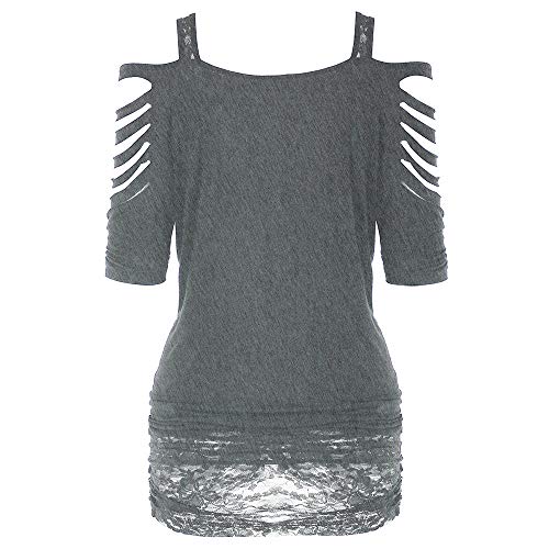 Blouse for Womenï¼ŒMilimieyik Women's Short Sleeve Punk Print T-Shirt Dress Sexy Hole Mini Casual Tops Tee Gray