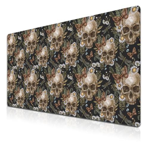 Samgula Vintage Floral Skull Large Desk Mat