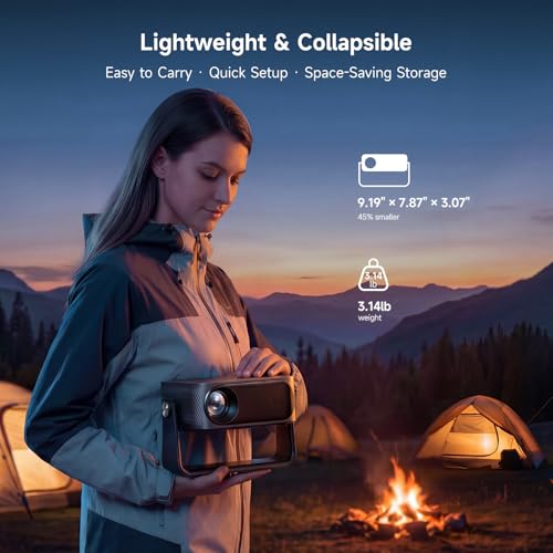 4K Outdoor Projector, 2500 ANSI with Auto Focus & Keystone, Built-in Apps | Built-in YouTube/PrimeVideo, Smart Projector with 20W Dolby Audio, HDR10+, AirPlay, WiFi & Bluetooth, Stand for Home Theater