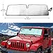 Windshield Sun Shade, Car Front Window Sunshade Foldable Sun Visor Protector for Jeep Wrangler TJ JK JKU 2 Door & 4 Door