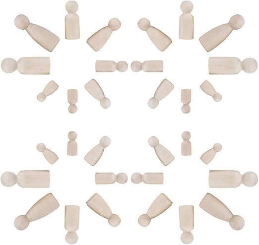 non-brand 48-Pack Unfinished Wooden Peg Dolls, Family Peg People Shapes, Cuerpos De Muñecas, Figuras De Madera, para Pintar, Proyecto De Arte Artesanal: Amazon.es: Hogar