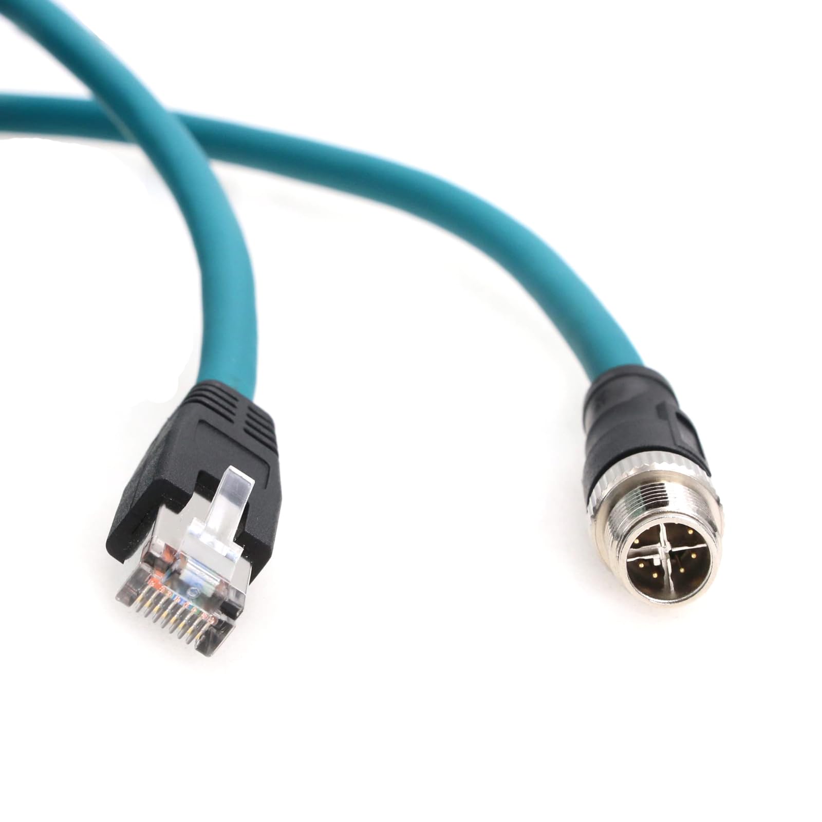 EONVIC Industrial Ethernet Shielded Cable M12 X-Type 8 Position to RJ45 Waterproof High Flexiable Cable for Cognex Camera (10M, Blue)