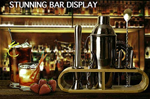 25oz Stainless Steel Cocktail Shaker Bar Set, Bartender Kit with Stand, Bar Tools Set, Martini Bar Mixer Set with Strainer - Cocktail Shaker with Recipes - 19 Piece Professional Bar Accessories - Thumbnail 5